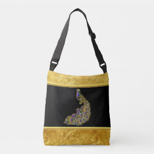 Folie van goud en paarse gouden pekel met zwart crossbody tas