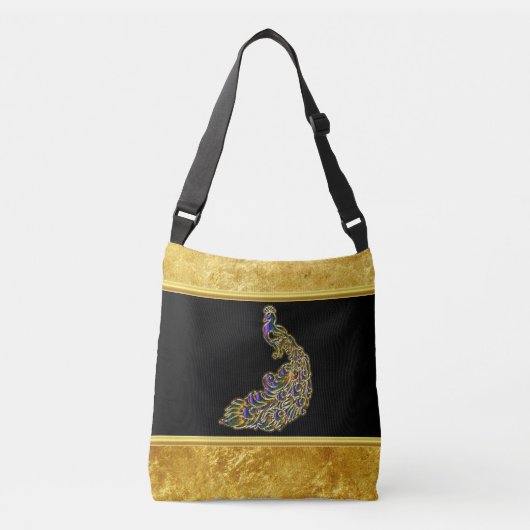 Folie van goud en paarse gouden pekel met zwart crossbody tas (Voorkant)