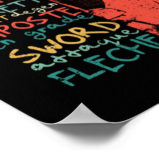 Folie van het fencing terms training fencer team poster (Hoek)