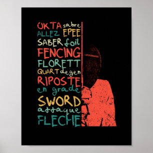 Folie van het fencing terms training fencer team poster