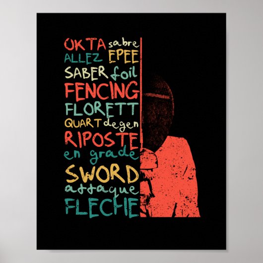 Folie van het fencing terms training fencer team poster (Voorkant)
