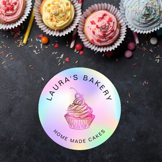 Folie van hologram Cakes & Sweets Cupcake Home Bak Ronde Sticker