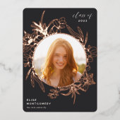 Folie van houtskool Fotoaankondiging Afstuderen Folie Uitnodiging (Voorkant)