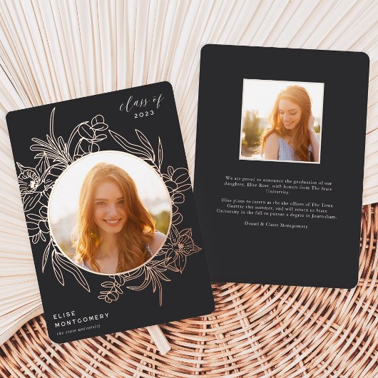 Folie van houtskool Fotoaankondiging Afstuderen Folie Uitnodiging