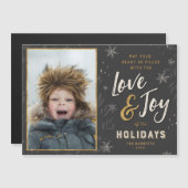 Folie van Liefde en Joy Faux Magnetic Holiday Foto (Voorkant / Achterkant)