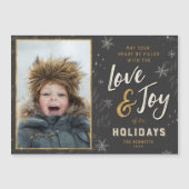 Folie van Liefde en Joy Faux Magnetic Holiday Foto (Voorkant)