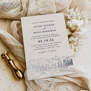 Folie van mountain Sketch Wedding Uitnodiging