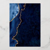 Folie van Navy Blue en Gold Agate Wedding Folie Uitnodiging (Achterkant)