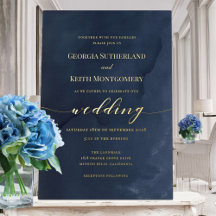 Folie van Navy Blue en Gold Elegant Wedding