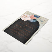 Folie van Navy Blue en Roos Gold Wedding Folie Uitnodiging (Gedraaid)