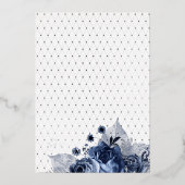 Folie van Navy en Silver Floral Bat Mitzvah Uitnodiging (Achterkant)