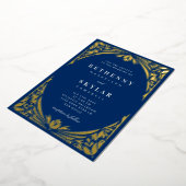 Folie van Navy Gold Leaf Gilded Age Invitation Uitnodiging (Gedraaid)