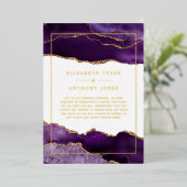 Folie van Paarse en gouden weddenschappen op de li Uitnodiging (Staand Voorkant)