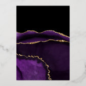 Folie van Paarse en gouden weddenschappen op de li Uitnodiging (Achterkant)