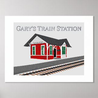 Folie van Railroad Train Depot-tekst op top Print 