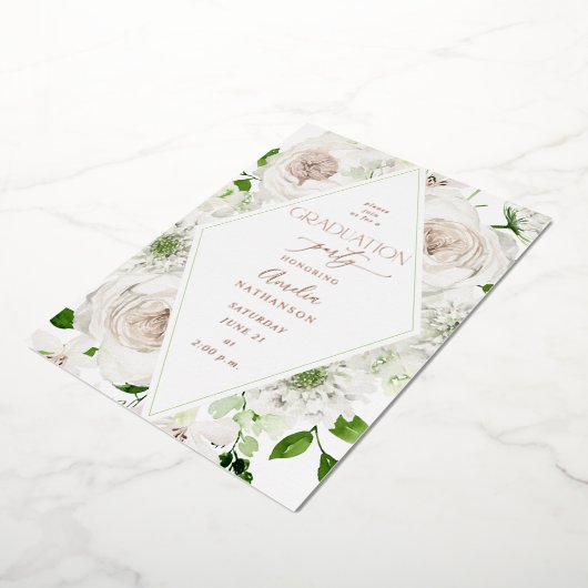 Folie van White Floral Gradual Party Folie Uitnodiging (Gedraaid)