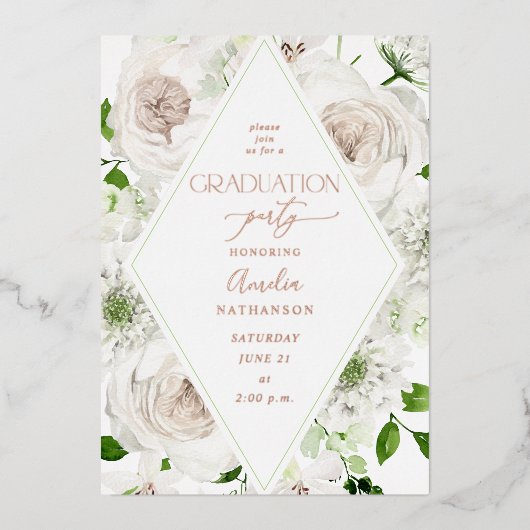 Folie van White Floral Gradual Party Uitnodiging (Voorkant)