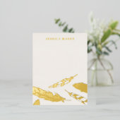 Folie veren Draaikaartje voor schrijfpapier - Beig Folie Uitnodiging Briefkaart (Staand Voorkant)