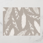 Folie veren Draaikaartje voor schrijfpapier - Beig Folie Uitnodiging Briefkaart (Achterkant)