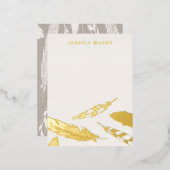 Folie veren Draaikaartje voor schrijfpapier - Beig Folie Uitnodiging Briefkaart (Voorkant / Achterkant)