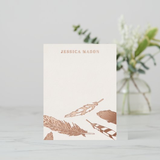 Folie Veren Tekenstationair Notitiekaart - Bruin (Staand Voorkant)