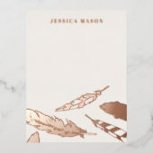 Folie Veren Tekenstationair Notitiekaart - Bruin (Voorkant)