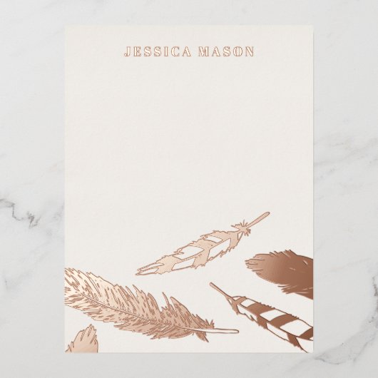 Folie Veren Tekenstationair Notitiekaart - Bruin (Voorkant)