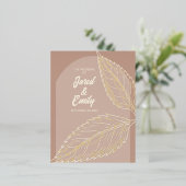 Folie verlaat Soft Mocha Wedding Invitation Briefk Folie Uitnodiging Briefkaart (Staand Voorkant)