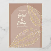 Folie verlaat Soft Mocha Wedding Invitation Briefk Folie Uitnodiging Briefkaart (Voorkant)