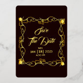 Folie voor bruiloft en goudbruine bruinkool folie uitnodiging (Achterkant)