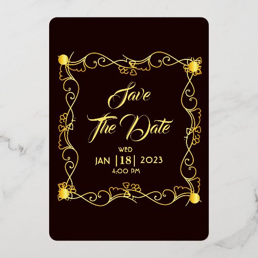 Folie voor bruiloft en goudbruine bruinkool folie uitnodiging (Achterkant)