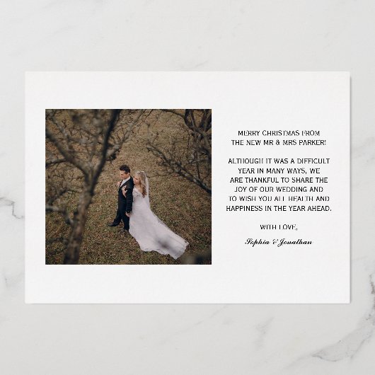 Folie voor gehuwd en bruin goud - Dank je wel Folie Feestdagenkaart (Achterkant)