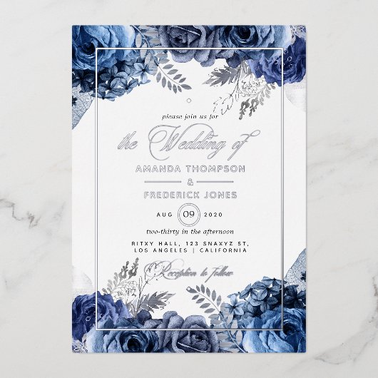 Folie voor marineslag en zilver folie uitnodiging (Voorkant)