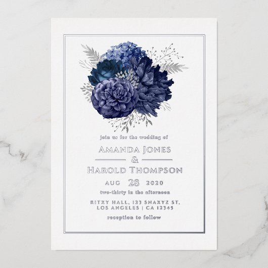 Folie voor marineslag en zilver folie uitnodiging (Voorkant)