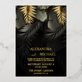 Folie voor troepenweduwen naar zwarte en goudtropi folie uitnodiging (Voorkant)