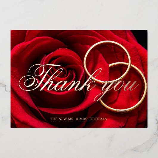 Folie voor weddenschap roos goud  dank je kaart (Voorkant)