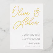 Folie voor zwart en gouden overmaatse scriptweduwe folie uitnodiging (Voorkant)