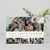 Folie Vrede, Liefde & Lachen MultiPhoto Vakantie Feestdagenkaart (Staand Voorkant)