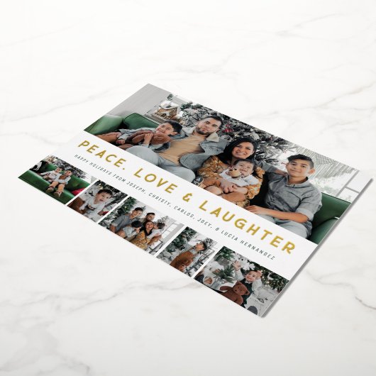 Folie Vrede, Liefde & Lachen MultiPhoto Vakantie Folie Feestdagenkaart (Gedraaid)