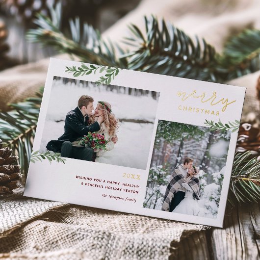 Folie Vrolijk kerstfeest | Greenery Branches 2 Fot Folie Feestdagenkaart