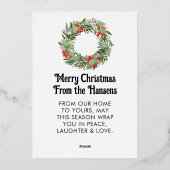 Folie Vrolijk Kerstfeest Kaart Foto in Krans Goud (Achterkant)