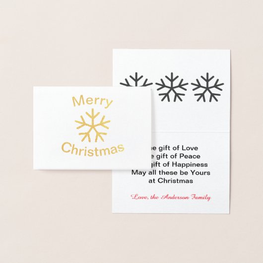 Folie Vrolijk Kerstfeest Sneeuwvlok - 3x5 Gevouwen Folie Kaarten (Display)