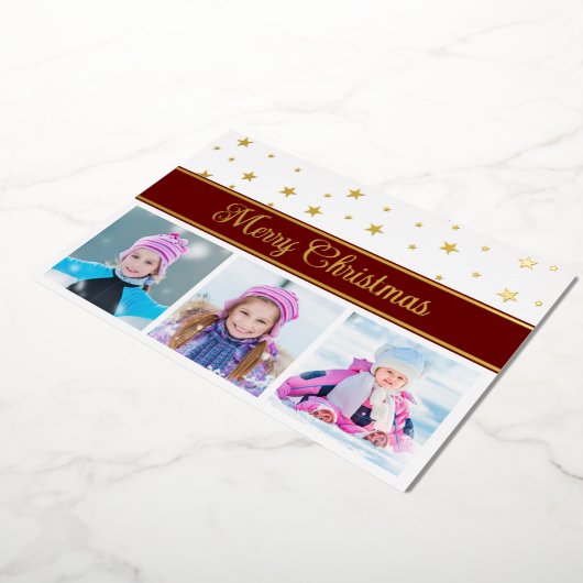 Folie Vrolijke Kerstmis Foto's en Sterren Folie Feestdagenkaart (Gedraaid)