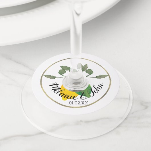 Folie Waterverf Lemon Lime Logo - Koppelnaam Wijnglaslabel (Dichtbij)