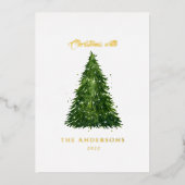 folie waterverf tree kerstmis met vakantie feestdagenkaart (Voorkant)