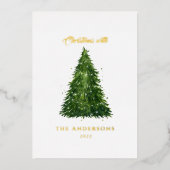 folie waterverf tree kerstmis met vakantie folie feestdagenkaart (Voorkant)