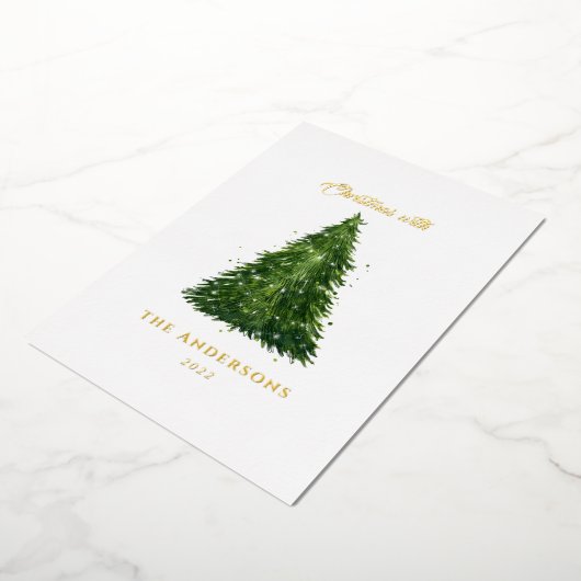 folie waterverf tree kerstmis met vakantie folie feestdagenkaart (Gedraaid)