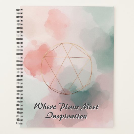 Folie & Waterverf Wash Kunst | Abstract Rose Goud Planner (Voorkant)