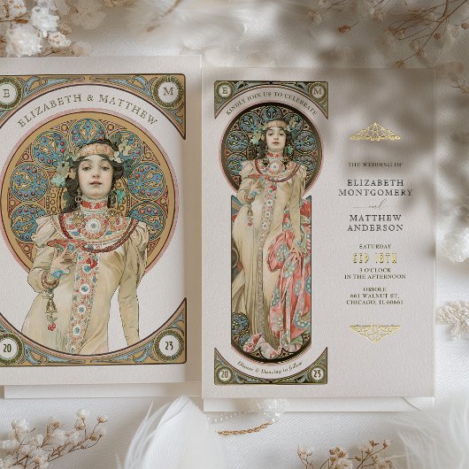 Folie Weddenschap Kaart Art Nouveau door Mucha