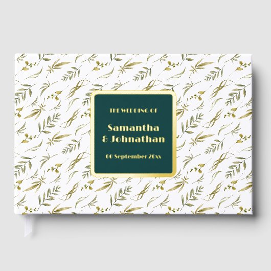 Folie Wedding Leaf Springpatroon Land bruiloft Gastenboek (Voorkant)